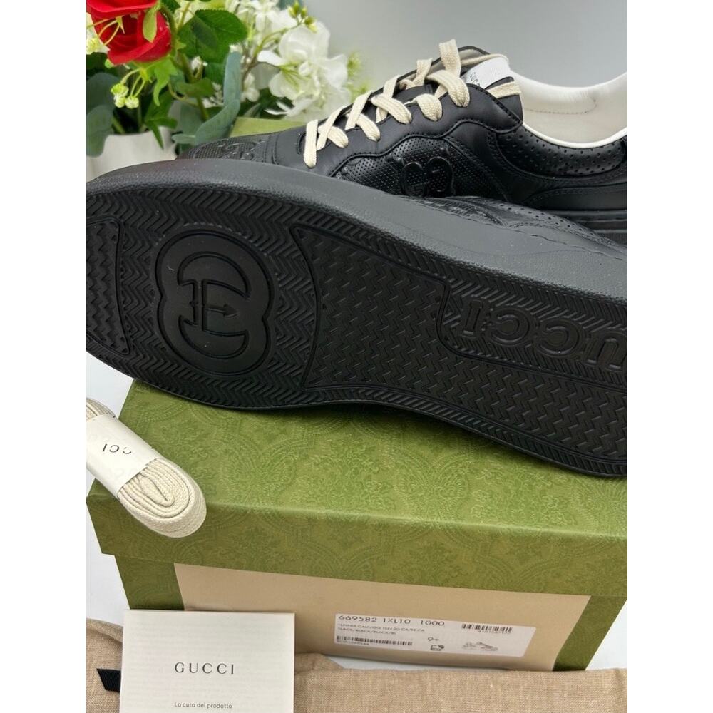 Men's Gucci GG embossed Leather sneakers size 9.5 fits 10 US made in Italy - Picture 7 of 12